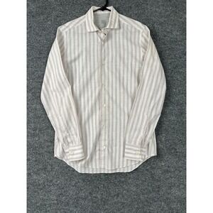 Eleventy Mens Shirt Sz M Platinum Special Collection Cotton Striped Italy